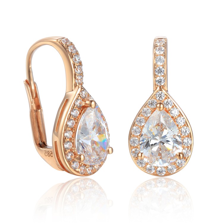 Zlaté náušnice se syntetickým zirkonem 585/1000, 2,82 g - 69564E022 Zlaté náušnice se syntetickým zirkonem 585/1000, 2,82 g - 69564E022