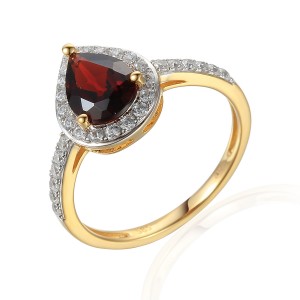 Zlatý prsten s granátem 585/1000,  2,48 gr - 69564R002