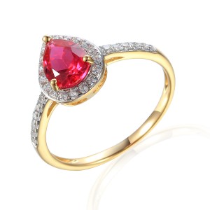 585/1000 Gold ring with  synthetic ruby, 2,32 gr - 69564R003