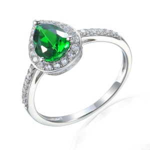 585/1000 Gold ring with  synthetic emerald, 2,36 gr - 69564R004