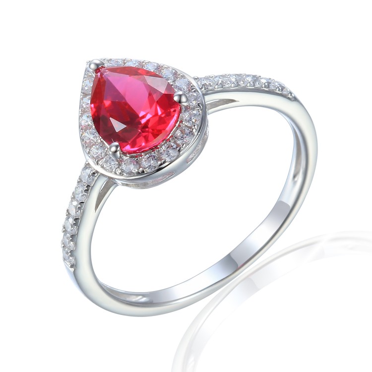 Zlatý prsten se syntetickým rubínem 585/1000,  2,38 gr - 69564R011