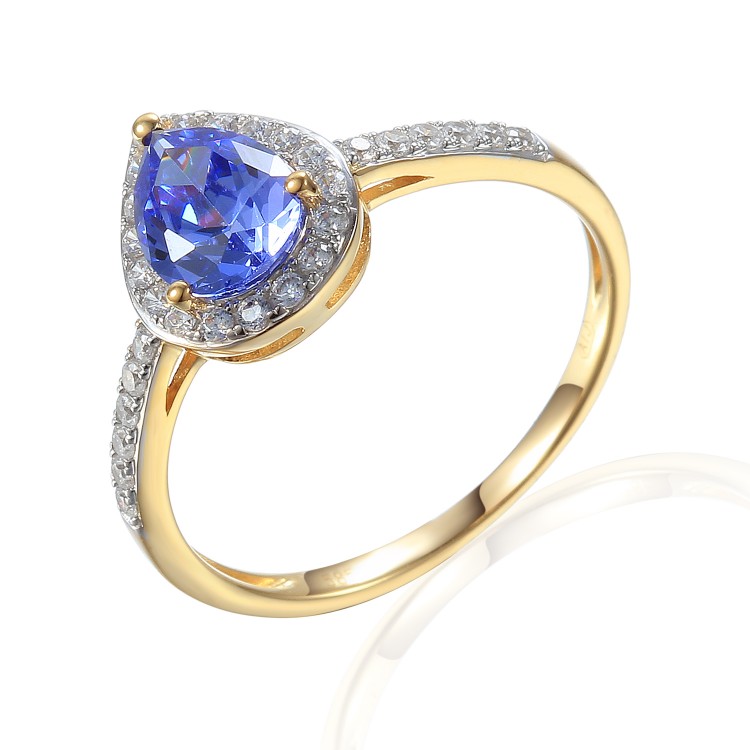 Zlatý prsten se syntetickým tanzanitem 585/1000,  2,51 gr - 69564R012