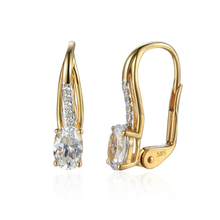 Zlaté náušnice se syntetickým zirkonem 585/1000,  1,85 g - 69580E015