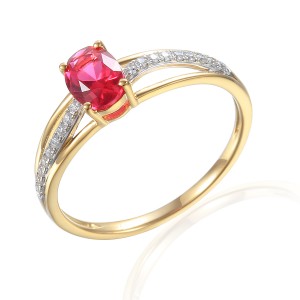 585/1000 Gold ring with  synthetic ruby, 1,87 gr - 69580R003
