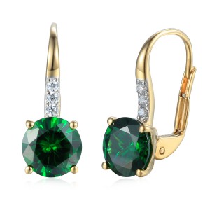 Zlaté náušnice se syntetickým smaragdem 585/1000,  2,66 gr - 69582E012