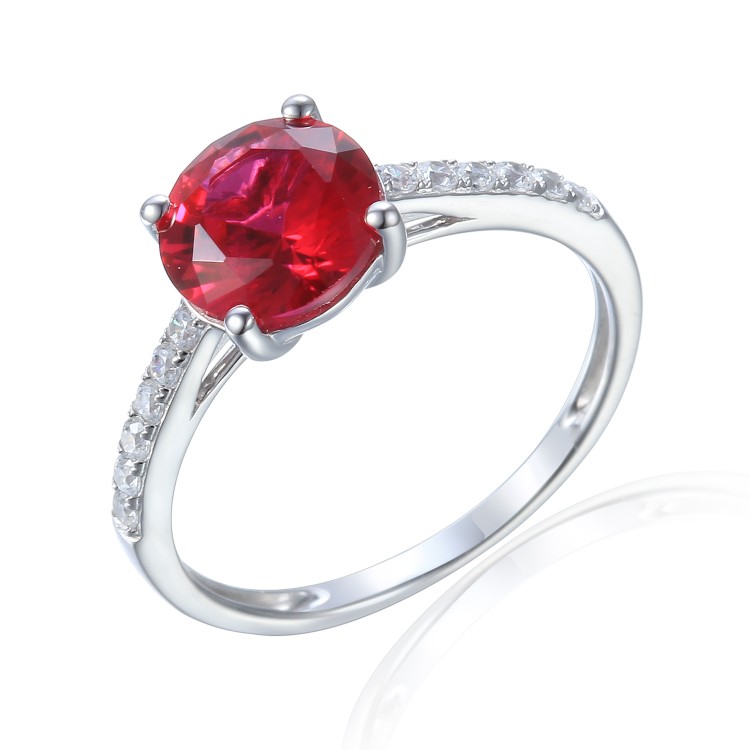 Zlatý prsten se syntetickým rubínem 585/1000,  2,21 gr - 69582R007