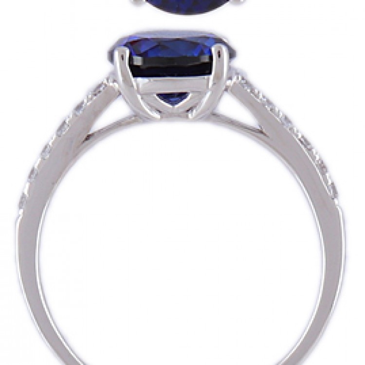 Zlatý prsten se syntetickým safírem 585/1000,  2,15 gr - 69582R009