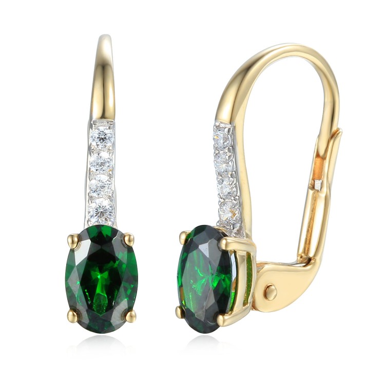 585/1000 Gold earring with  synthetic emerald, 1.70 g - 69584E008 585/1000 Gold earring with  synthetic emerald, 1.70 g - 69584E008