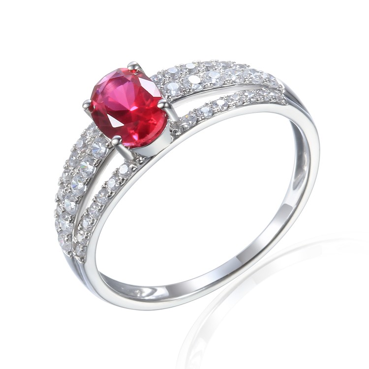 Zlatý prsten se syntetickým rubínem 585/1000,  2,13 gr - 69584R009