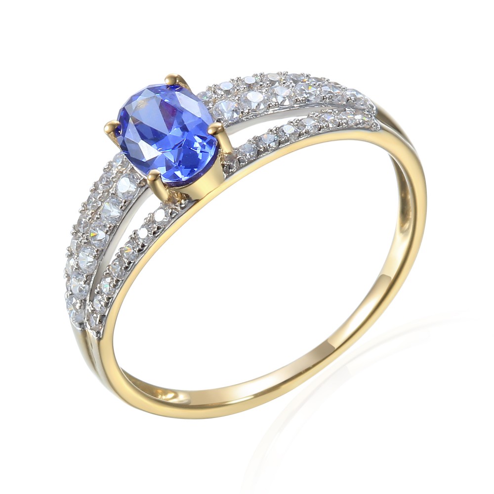 Zlatý prsten se syntetickým tanzanit 585/1000,  2,19 gr - 69584R010
