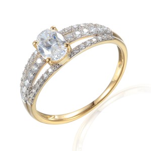 Zlatý prsten se syntetickým zirkonem 585/1000,  2,27 gr - 69584R012