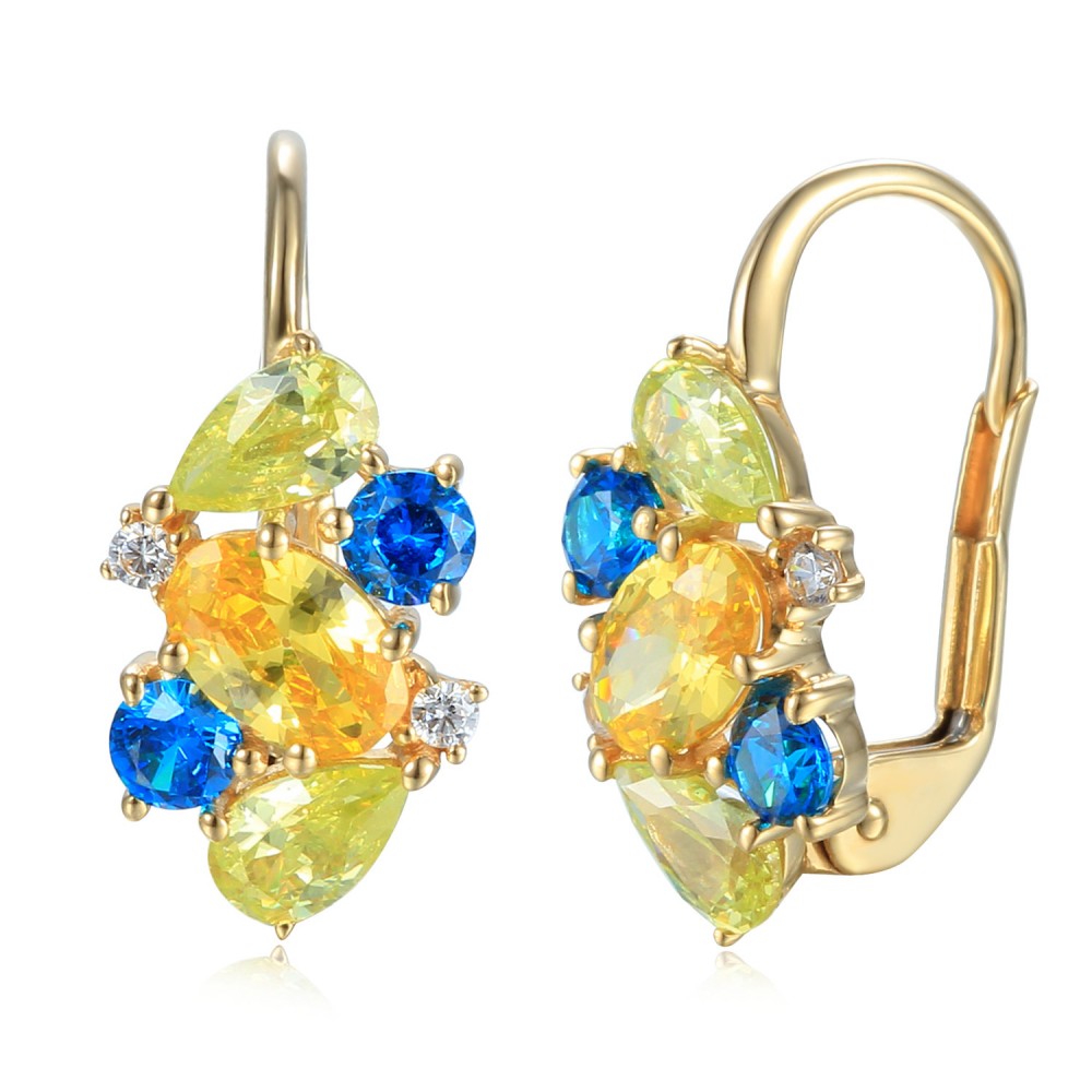 Zlaté náušnice se syntetickýmy kameny 585/1000,  2,53 gr - 69601E001