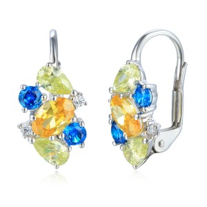 Zlaté náušnice se syntetickýmy kameny 585/1000,  2,60 gr - 69601E002