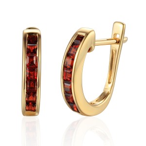 Zlaté náušnice s granátem 585/1000,  3,30 g - 69608E001