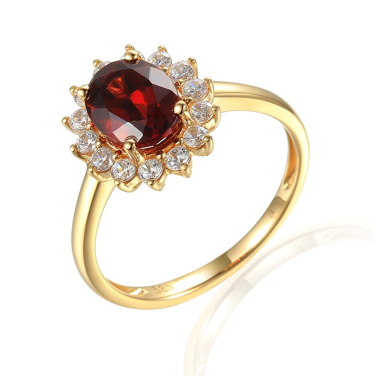 Zlatý prsten s granátem 585/1000,  2,88 gr - 69618R001