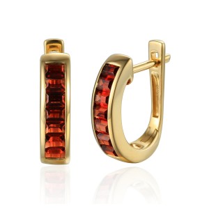 Zlaté náušnice s granátem 585/1000,  3,53 gr - 69625E001