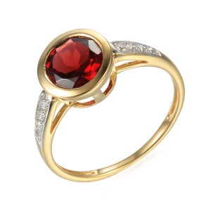 Zlatý prsten s granátem 585/1000,  2,41 gr - 73805R001