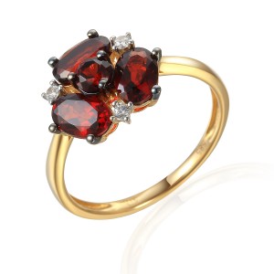 Zlatý prsten s granátem 585/1000,  2,41 gr - 73808R002