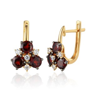 Zlaté náušnice s granátem 585/1000,  4,02 gr - 73809E004