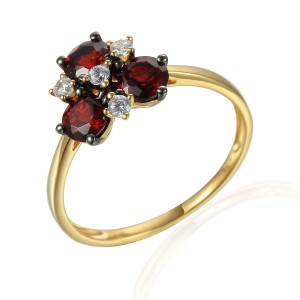 Zlatý prsten s granátem 585/1000,  2,45 gr - 73809R002