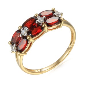 Zlatý prsten s granátem 585/1000,  2,45 gr - 73810R003