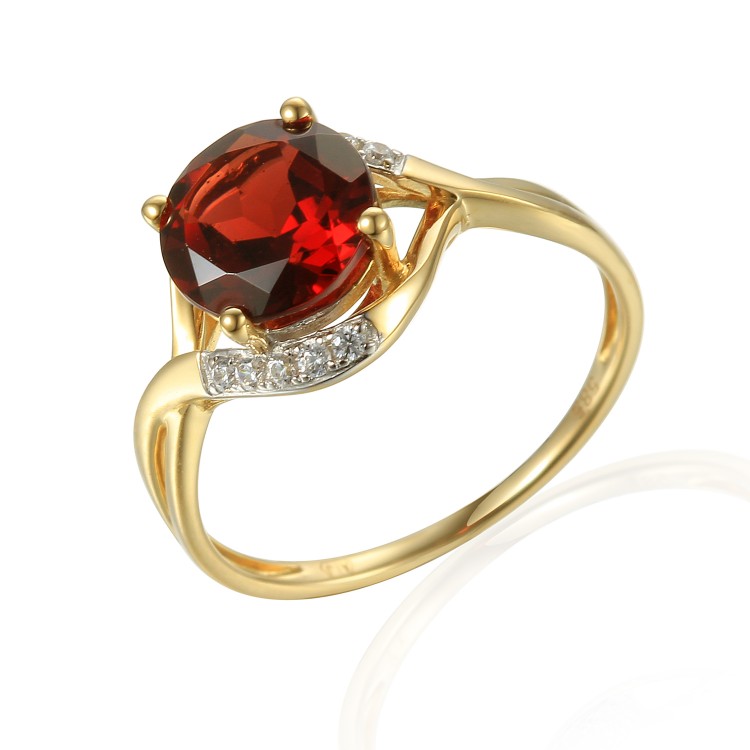 Zlatý prsten s granátem 585/1000,  2,94 gr - 73817R002