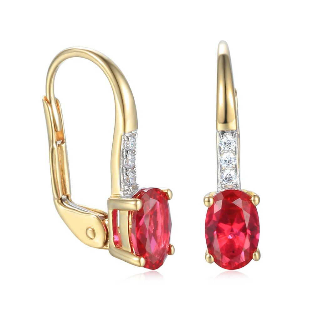 585/1000 Gold earring with  synthetic ruby, 1.77 g - 39301E017