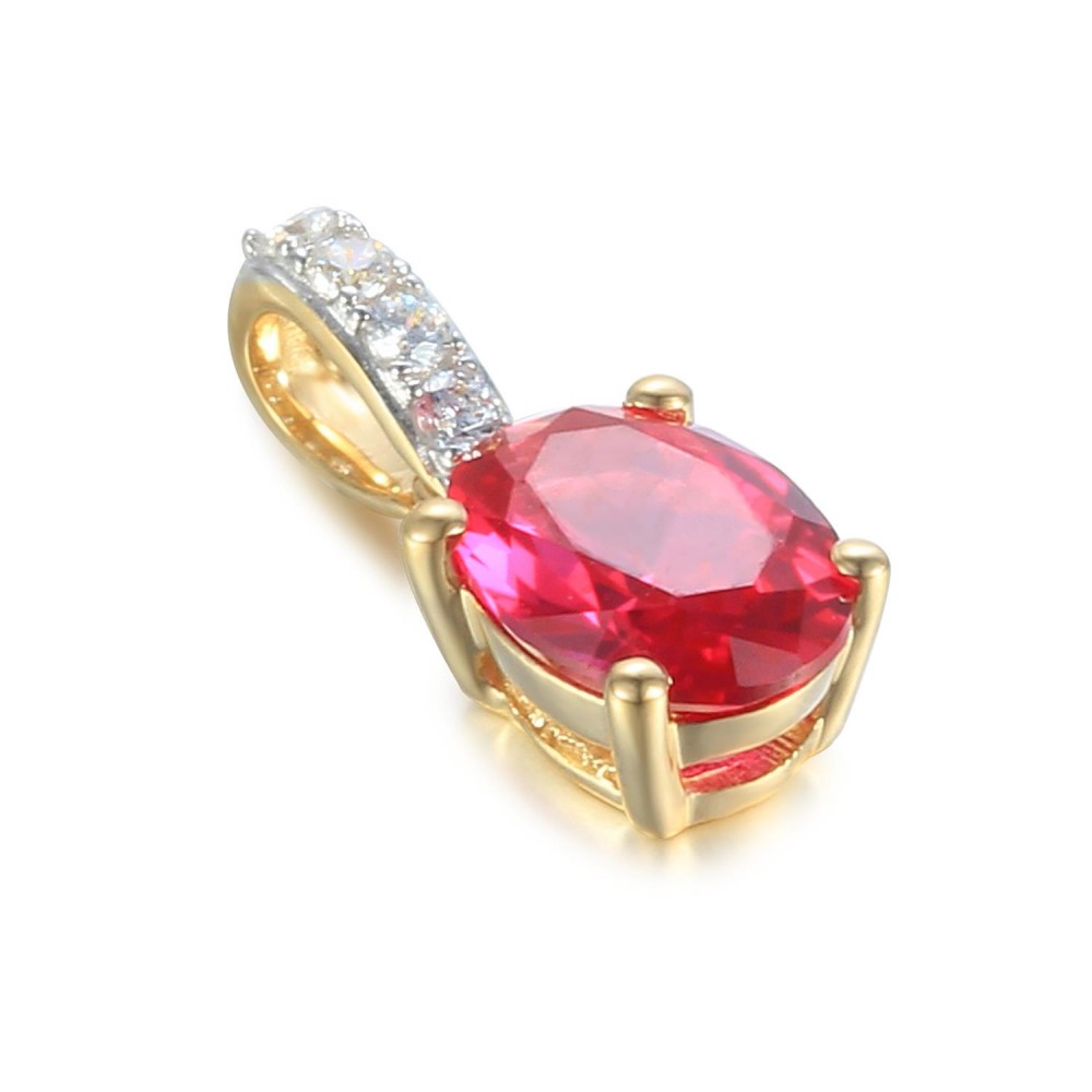 Zlatý přívěsek se syntetickým rubínem 585/1000,  0,66 gr - 39301P025