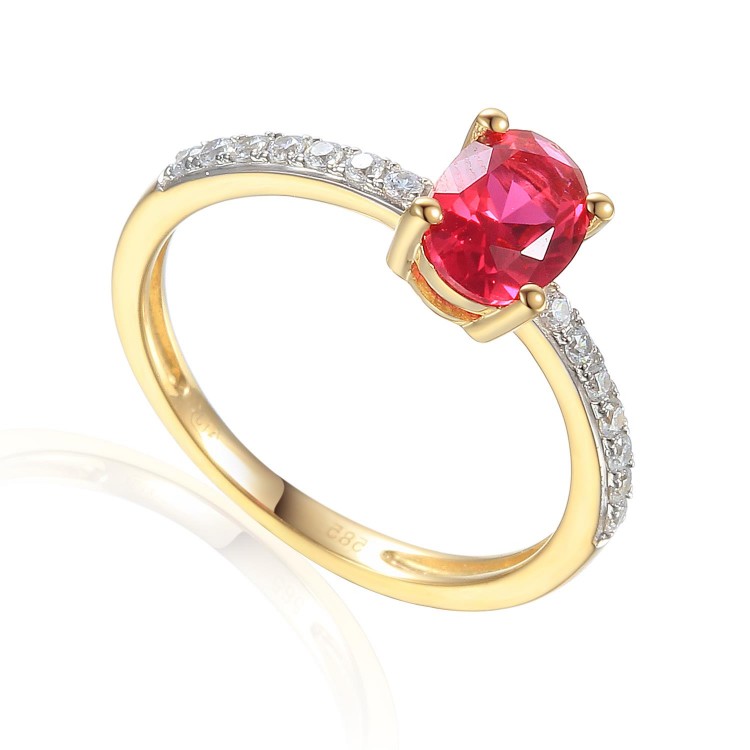 Zlatý prsten se syntetickým rubínem 585/1000, 1,89 gr - 39301R014 Zlatý prsten se syntetickým rubínem 585/1000, 1,89 gr - 39301R014