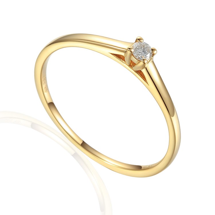 Zlatý prsten s diamantem 585/1000, 0,06 ct - 42404R023