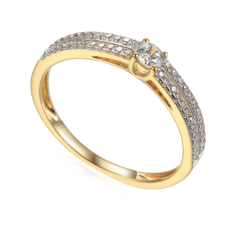 Zlatý prsten se syntetický zirkony 585/1000, 1,43 g - 44677R015 Zlatý prsten se syntetický zirkony 585/1000, 1,43 g - 44677R015