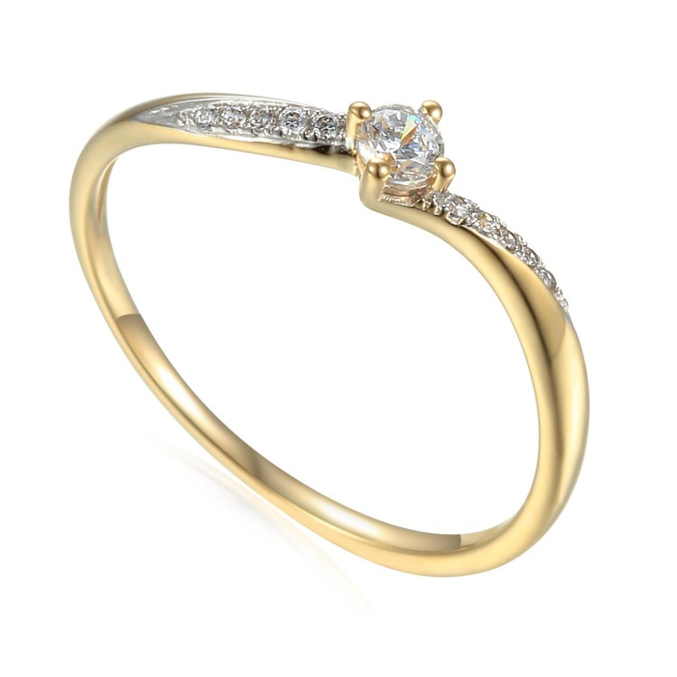 Zlatý prsten se syntetický zirkony 585/1000,  0,99g - 46937R011