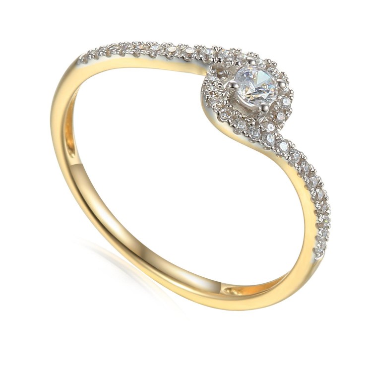 Zlatý prsten se syntetický zirkony 585/1000,  1,05g - 46942R020