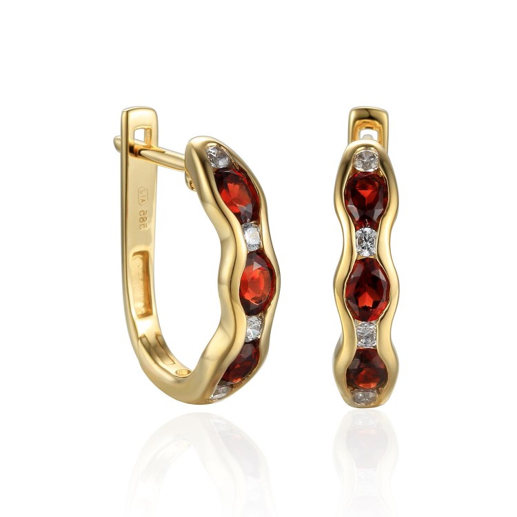 Zlaté náušnice s granátem 585/1000, 4,09 g - 49094E001 Zlaté náušnice s granátem 585/1000, 4,09 g - 49094E001