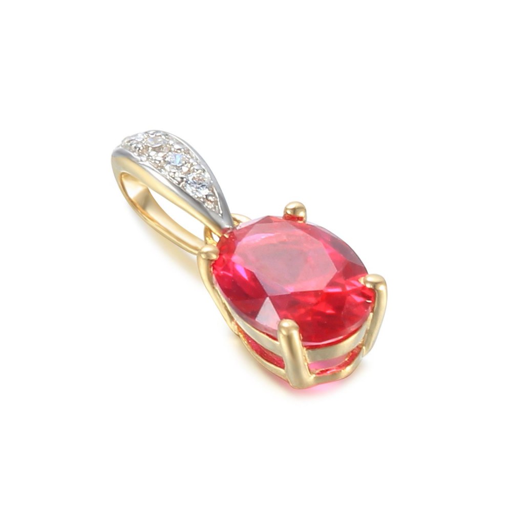 Zlatý přívěsek se syntetickým rubínem 585/1000,  0,66 gr - 39301P025
