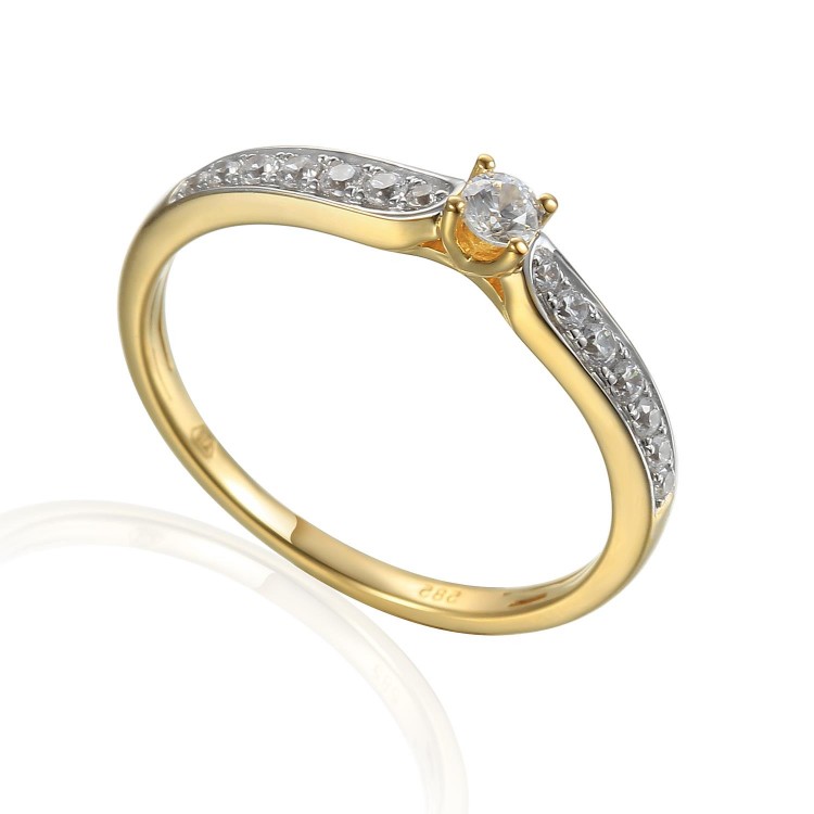 Zlatý prsten se syntetický zirkony 585/1000,  1.83g - 54737R010