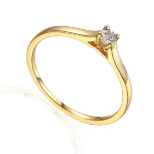 Gold ring with diamond 585/1000, 0,04 ct - 55118R013