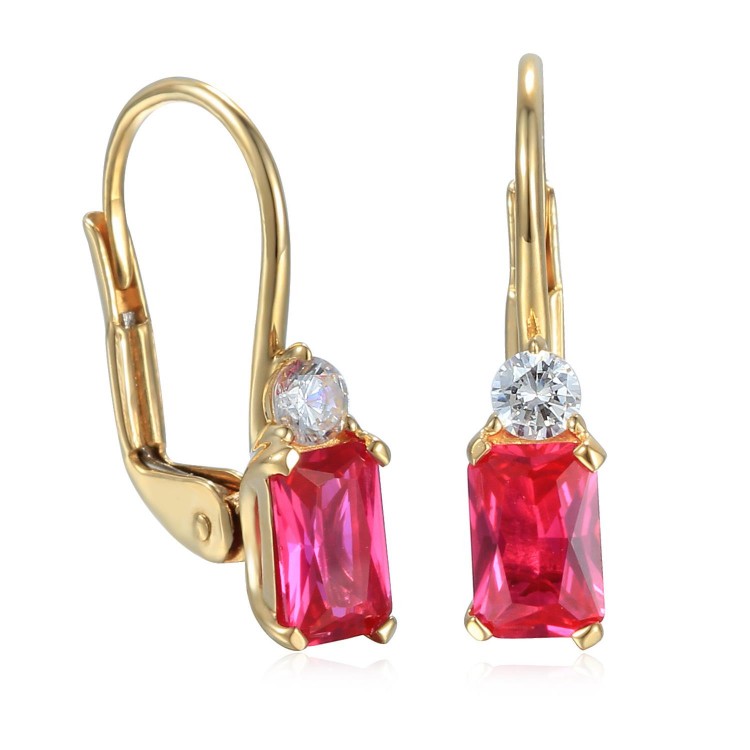 Zlaté náušnice se syntetickým rubínem 585/1000, 1,85 gr - 63929E002 Zlaté náušnice se syntetickým rubínem 585/1000, 1,85 gr - 63929E002