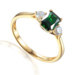 585/1000 Gold ring with synthetic emerald, 2.44 gr - 63929R014 585/1000 Gold ring with synthetic emerald, 2.44 gr - 63929R014