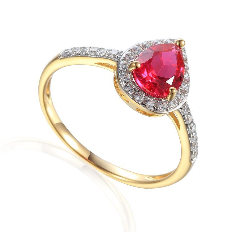 Zlatý prsten se syntetickým rubínem 585/1000, 2,32 gr - 69564R003 Zlatý prsten se syntetickým rubínem 585/1000, 2,32 gr - 69564R003