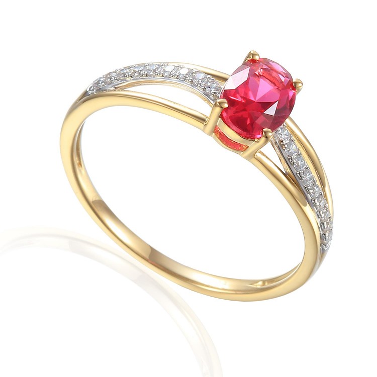 Zlatý prsten se syntetickým rubínem 585/1000, 1,87 gr - 69580R003 Zlatý prsten se syntetickým rubínem 585/1000, 1,87 gr - 69580R003