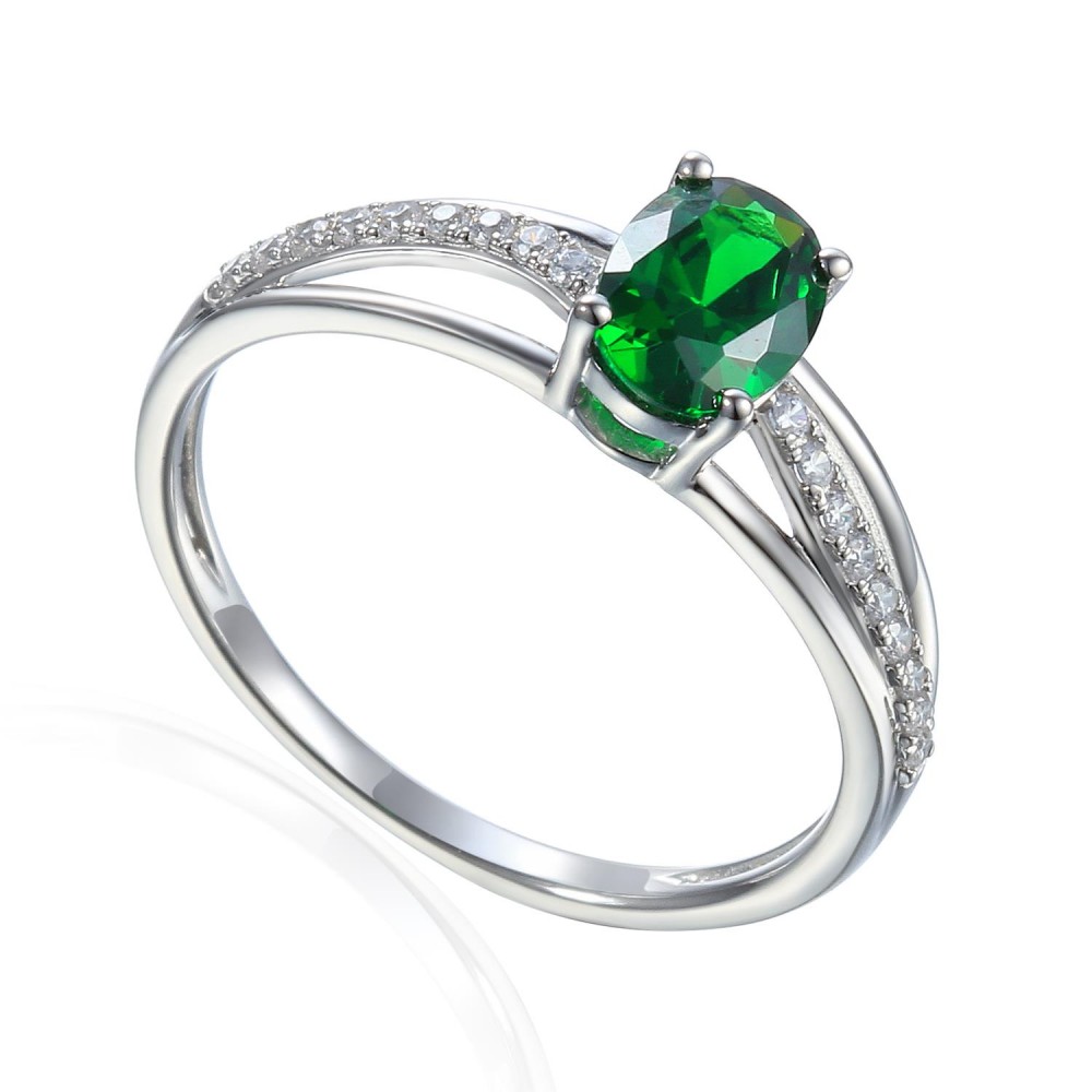 Zlatý prsten se syntetickým smaragdem 585/1000,  2,15 gr - 41529R018