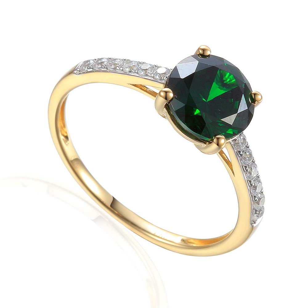 585/1000 Gold ring with synthetic emerald, 2.40 gr - 69582R012 585/1000 Gold ring with synthetic emerald, 2.40 gr - 69582R012
