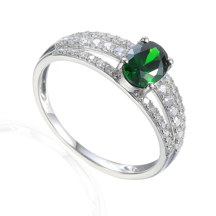 585/1000 Zlatý prsten se syntetickým smaragdem,  2,29 gr - 69584R002