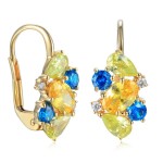 Zlaté náušnice se syntetickýmy kameny 585/1000,  2,53 gr - 69601E001