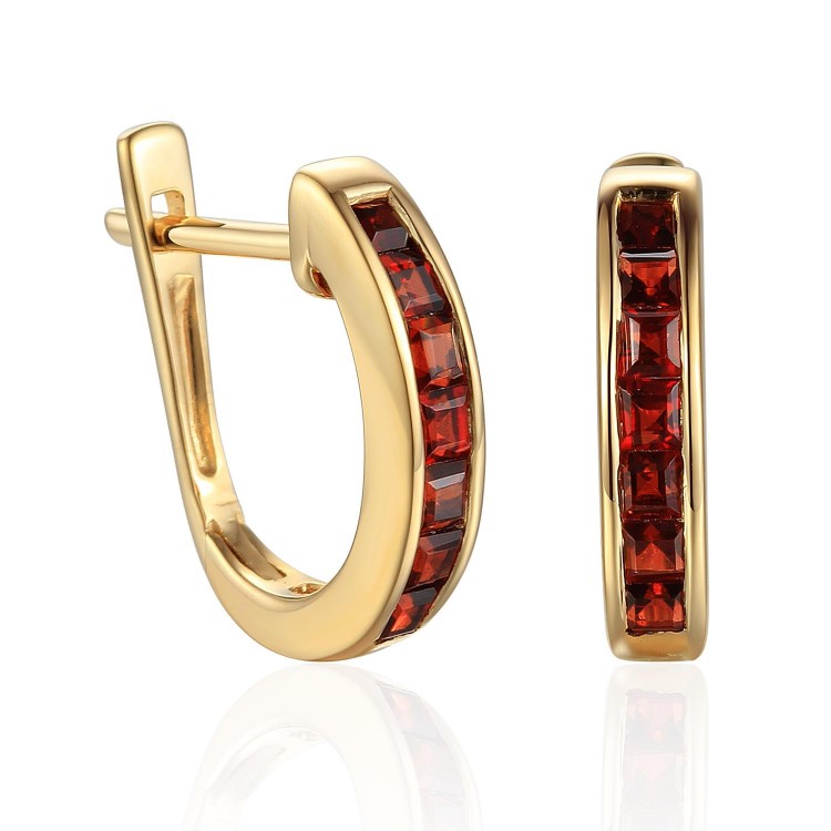 Zlaté náušnice s granátem 585/1000,  3,30 g - 69608E001