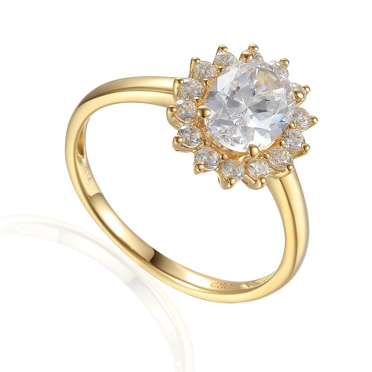 Zlatý prsten se syntetickým zirkonem 585/1000,  2,88 gr - 69618R013