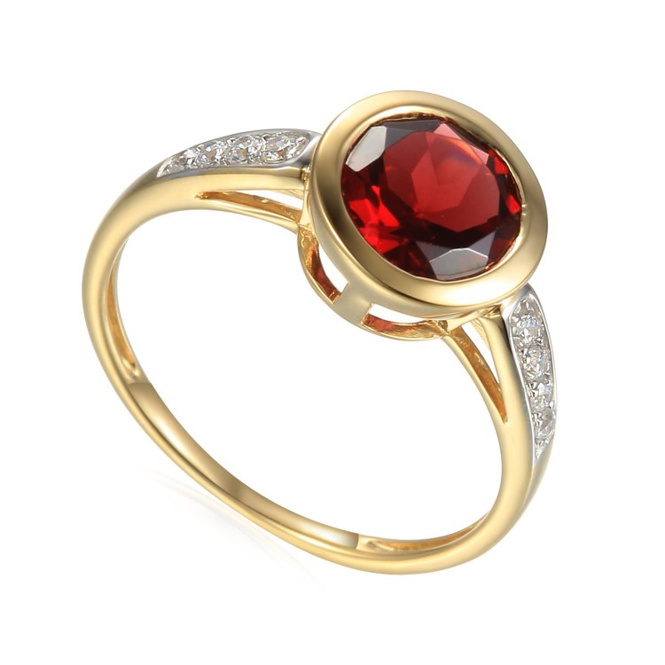 Zlatý prsten s granátem 585/1000,  2,38 gr - 73805R001