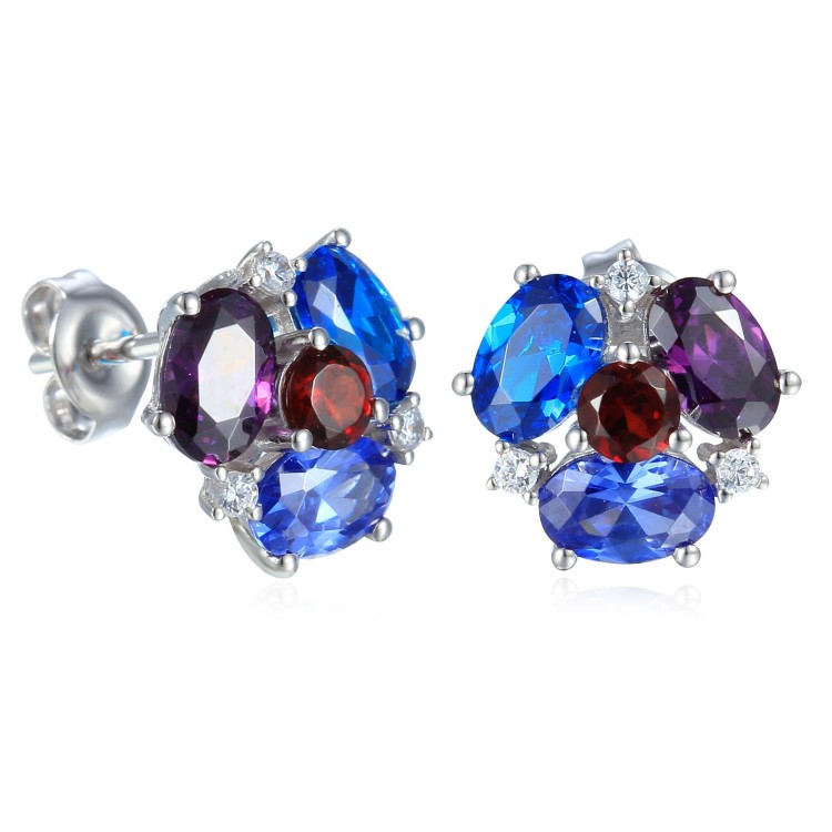 Zlaté náušnice se syntetickými kameny 585/1000, 2,97 g - 73808E007 Zlaté náušnice se syntetickými kameny 585/1000, 2,97 g - 73808E007