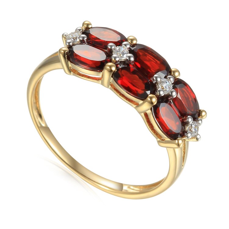 Zlatý prsten s granátem 585/1000,  2,45 gr - 73810R003